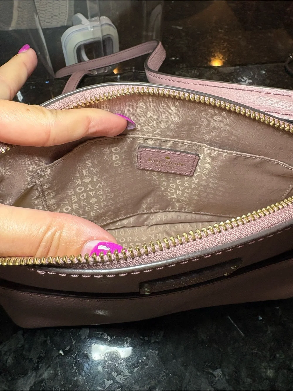 kate spade Light Pink Leather Crossbody Bag with Gold Hardware